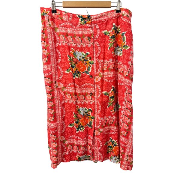 Lauren Conrad Sz XXL Floral Print Skirt Rayon & Linen Blend Elastic Waist Skirt - Picture 1 of 12
